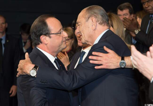 Accolade entre François Hollande et Jacques Chirac