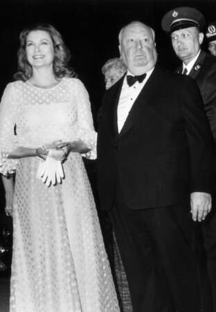 Alfred Hitchcock et sa muse Grace Kelly en 1972