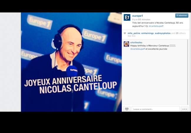 @Europe1 se fend d’un tweet anniversaire et d’une photo sur Instagram pour l’un de ses vedette, Nicolas Canteloup
