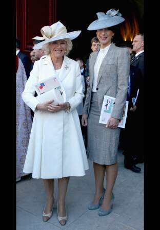 Camilla, duchesse de Cornouailles en Dior et Samantha Cameron, first lady britannique