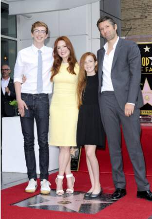 Julianne Moore, son mari Bart et ses enfants Liv et Caleb