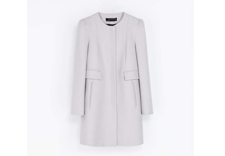 Zara – Manteau froncé sur l’épaule gris perle – 139€