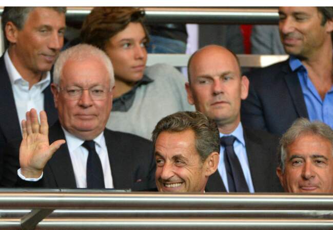 Nicolas Sarkozy et Bernard Caïazzo, président du conseil de surveillance de l'ASSE, Stephane Courbit, Laurent Solly