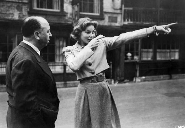 Alfred Hitchcock et Ingrid Bergman sur le plateau des Amants du Capricorne en 1949