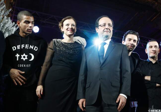 Brahim Zaibat, Valérie Trierweiler, François Hollande au Noël de l'Elysée