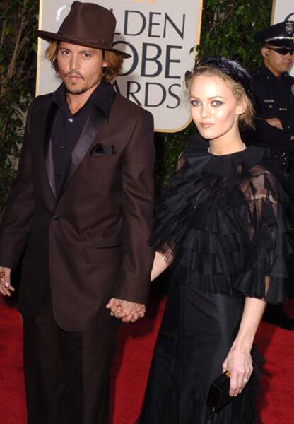Vanessa Paradis et Johnny Depp aux Golden Globes, en 2004