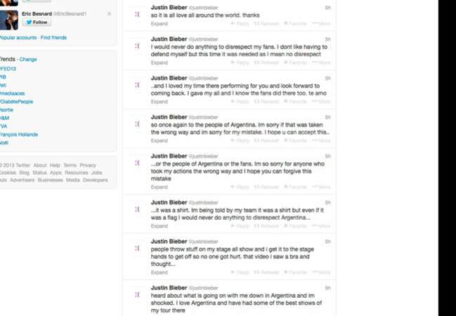 Justin Bieber fait son mea culpa sur Twitter