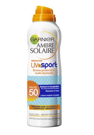 Garnier Ambre Solaire, UV Sport brume protectriceSPF50, 12,50€