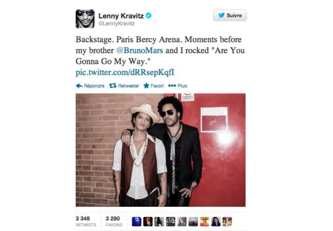 @lennykravitz soutient son ami @brunomars avant son concert à Bercy 