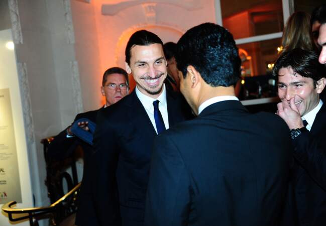 Tout sourire, Zlatan Ibrahimovic et son président savent que la soirée rapportera gros à la Fondation PSG