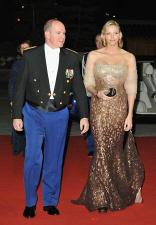 Charlène de Monaco en Armani Privé lors du Gala de la Fête Nationale