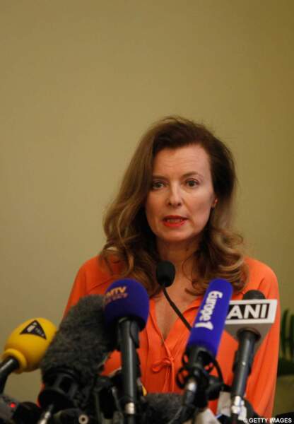 Valérie Trierweiler donne une conférence de presse au Taj Mahal Hotel