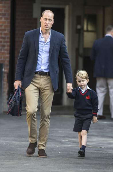 Le prince William emmène son fils George à l'école pour la rentrée scolaire, le 7 septembre 2017