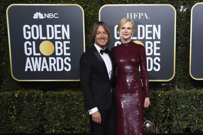 Keith Urban et Nicole Kidman au photocall de la cérémonie des Golden Globes, le 6 janvier 2019 à Los Angeles
