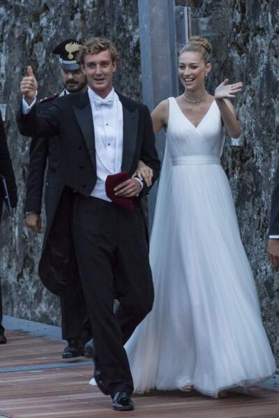 Pierre Casiraghi, un marié très élégant en nœud papillon clair pour épouser Beatrice Borromeo le 1er août 2015