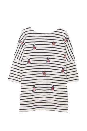 Patché, t-shirt marinière à écussons, Desigual, 79,95€ (desigual.com)