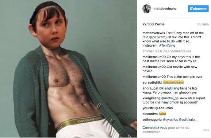 Matthew Lewis s'amuse sur son compte Instagram. 