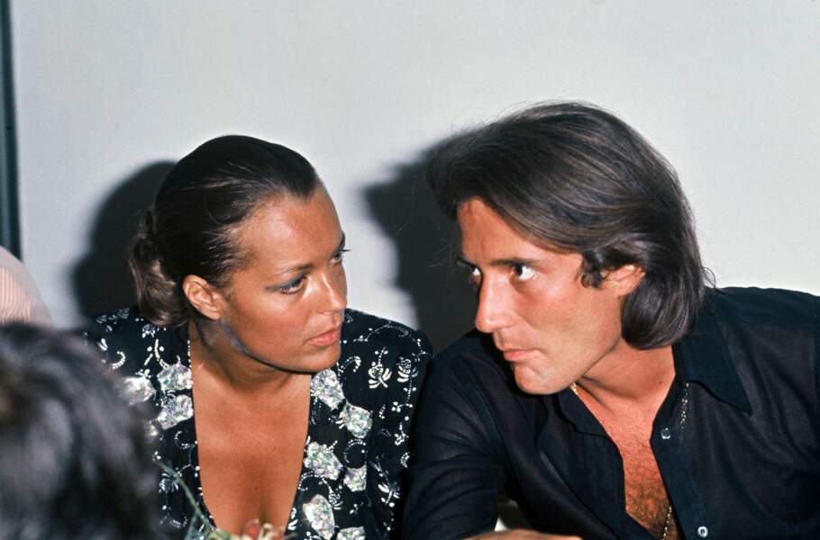Romy Schneider et Daniel Biasini  au Byblos à Saint Tropez en 1975