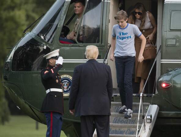 Pour l'occasion le fils cadet de Donald Trump était vêtu d'un jean et d'un tee-shirt
