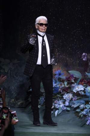 Karl Lagerfeld au défilé Fendi Haute Couture en 2017 à Paris