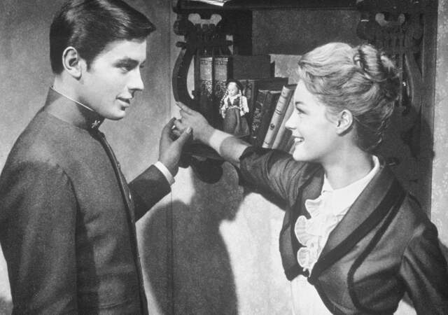 Alain Delon et Romy Schneider sur le tournage du film "Christine" en 1958