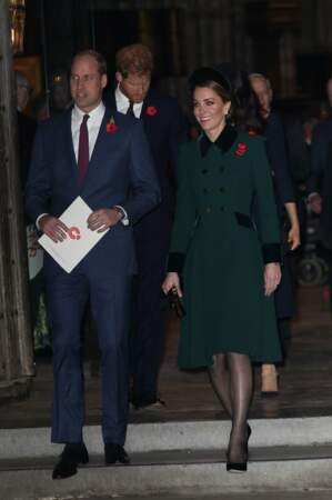 William, Kate Middleton, Harry et Meghan Markle sortant de l'Abbaye de Westminster, le 11 novembre 2018