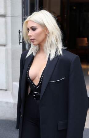 Kim Kardashian leaving the Royal Monceau hotel during Fashion Week 