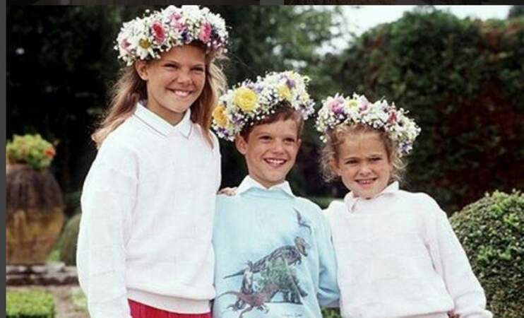 Les trois enfants royaux, Victoria, Carl Philip et Madeleine de Suède