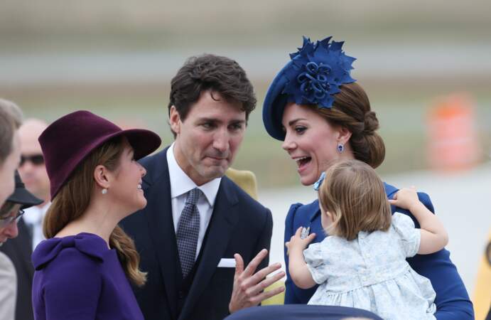 William et Kate, accompagnés de leurs enfants, rencontrent Justine et Sophie Trudeau au Canada le 24 septembre 2016
