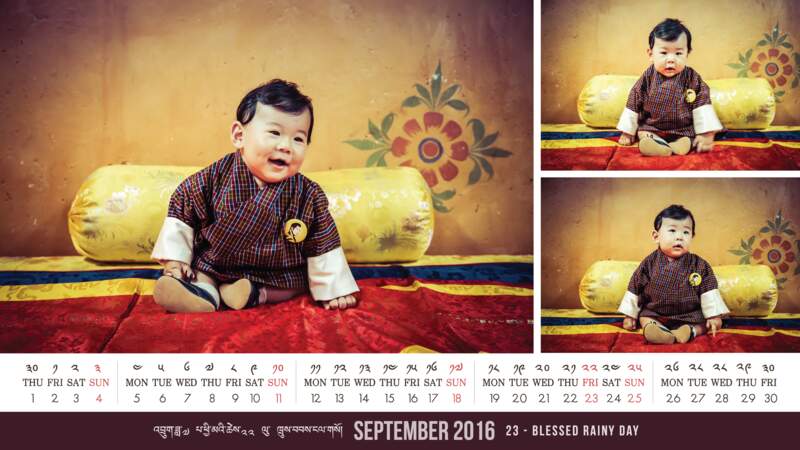 Le prince héritier, star du calendrier officiel publié tous les mois par la famille royale du Bhoutan