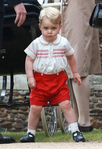 Le prince George de Cambridge après le baptême de Charlotte à Sandringham, le 5 juillet 2015