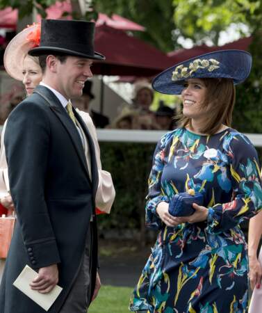 a princesse Eugenie d'York et son fiancé Jack Brooksbank assistent aux courses du Royal Ascot 2017