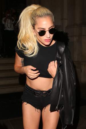 Singer Lady Gaga leaving the Langham Hotel