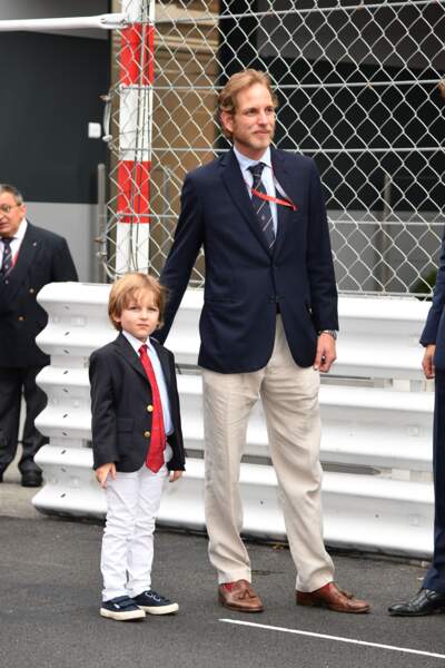 Andréa Casiraghi et son fils Sacha lors du 76ème Grand Prix de Monaco le 27 mai 2018