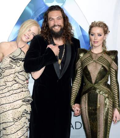 Nicole Kidman, Jason Momoa, Amber Heard à la première de Aquaman à Hollywood, le 12 décembre