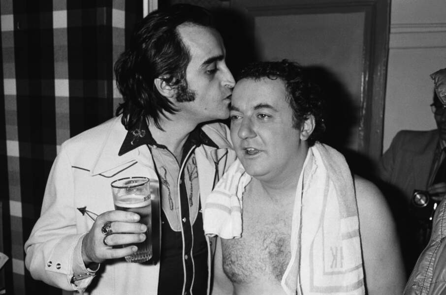 Coluche et Dick Rivers en 1975 à Bobino