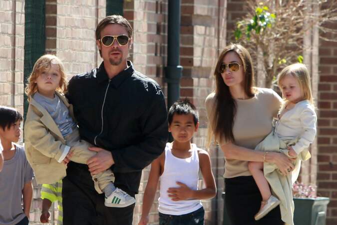 Brad Pitt, Angelina Jolie et leurs enfants à la Nouvelle Orléans en 2011