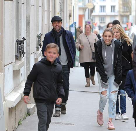 Patrick Dempsey, sa femme Jillian et leurs enfants à Paris, le 22 février 2017 