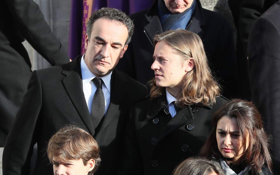 Olivier Sarkozy et Pierre Sarkozy à la sortie des obsèques de Andrée Sarkozy (mère de N.Sarkozy), dite Dadue 