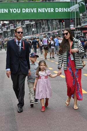 Andrea Casiraghi, sa femme Tatiana Santo Domingo et leurs 2 enfants Sacha et India au 77 ème Grand Prix de Monaco 