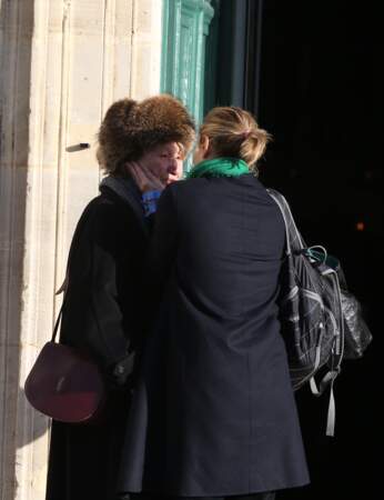 Marisa Borini et sa fille Valeria Bruni Tedeschi aux obsèques de Andrée Sarkozy