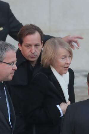 Mischa et Ulla Aznavour, le fils et la femme de Charles Aznavour, lors de l'hommage national qui lui était rendu