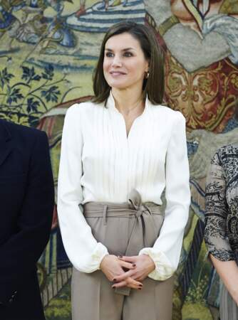 La reine Letizia d'Espagne rayonnante