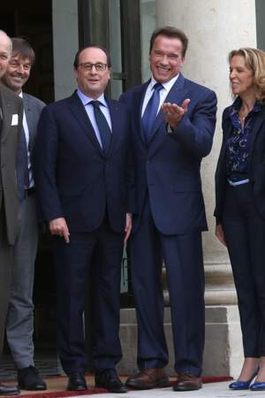François Hollande reçoit Arnold Scharzenegger à l'Elysée