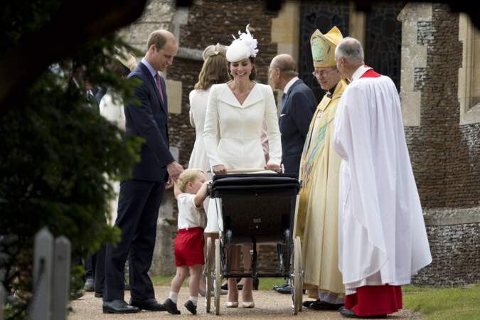 Baptême de la princesse Charlotte de Cambridge à l'église St. Mary Magdalene à Sandringham, le 5 juillet 2015