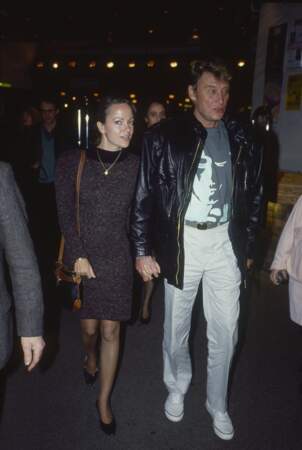 Johnny Hallyday et la journaliste Gisèle Galante, en 1988.