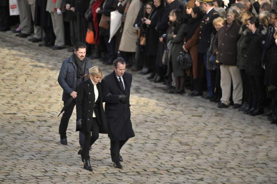 Arrivée de Brigitte Macron à la cérémonie d'hommage national à Jean d'Ormesson aux Invalides