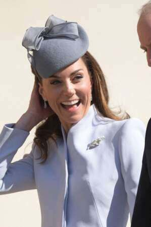 Kate Middleton était particulièrement souriante en arrivant à la chapelle St George, ce 21 avril 2019
