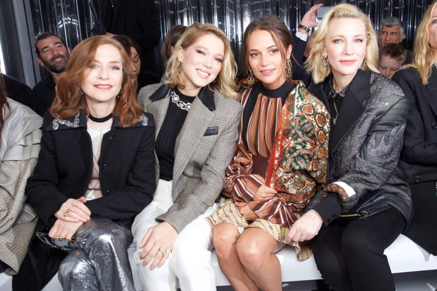 Les actrices Isabelle Huppert, Lea Seydoux, Alicia Vikander et Cate Blanchett immortalisées au show Louis Vuitton.