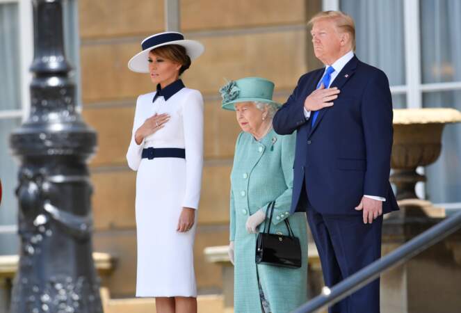 Melania et Donald Trump, reçus par la reine au palais de Buckingham, le 3 juin 2019